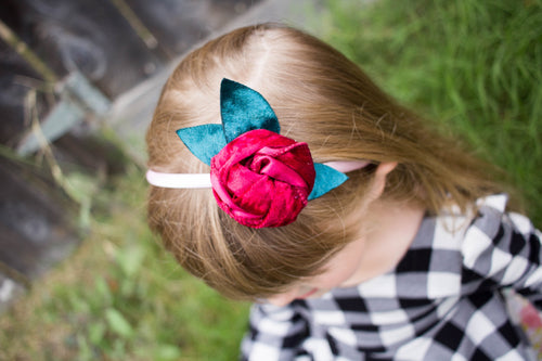 ~*Belle*~ Velvety Red Rose Headband or Clip