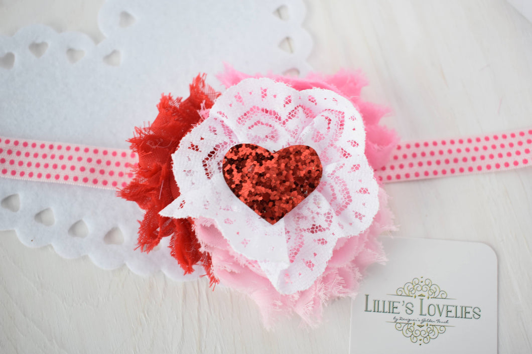 ~*Lovestruck*~ Valentine Dollie & Me Headband or Clip