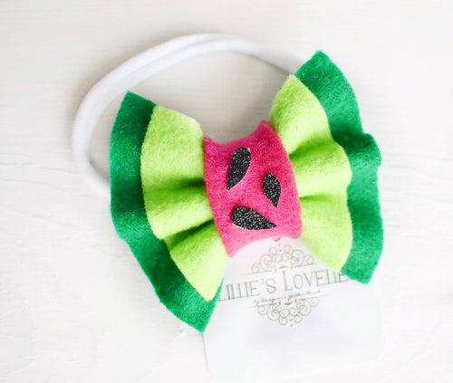 ~*County Fair Cutie*~ Watermelon Double Ruffle Felt Bow