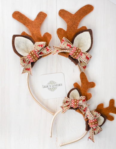 ~*Rudolph*~ Holiday Reindeer Animal Ears for Girls & Dolls